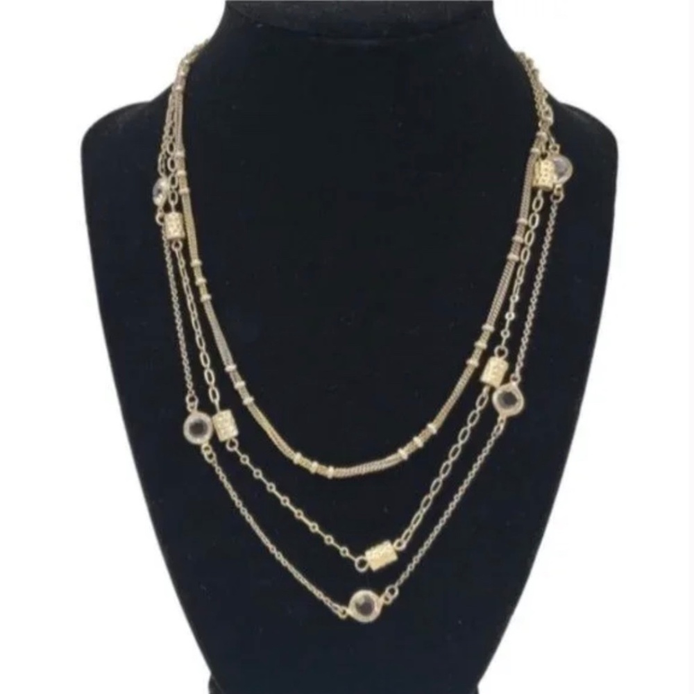 Lia Sophia Three Strand Multi Way Necklace Gold Tone - Picture 7 of 7